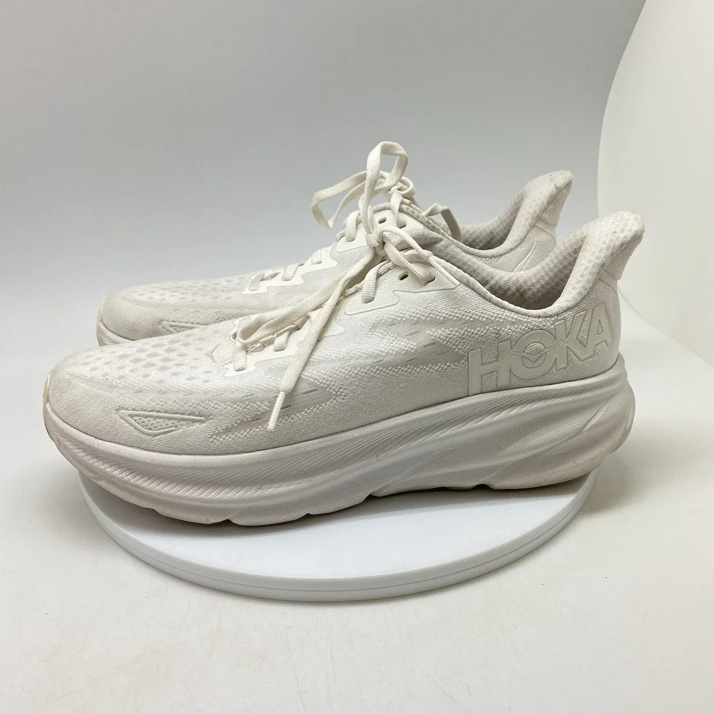 Hoka One One Sneakers Womens 10.5 Clifton 9 1127896 WWH White Running Gym Shoes